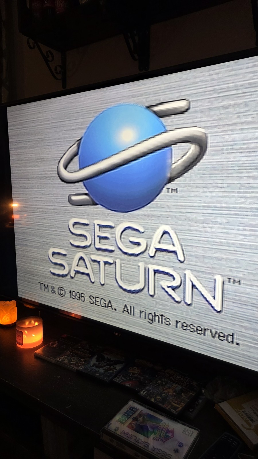 Sega Saturn Black Console MK-80000 w/ Controller, AV, Power Cable & One Game