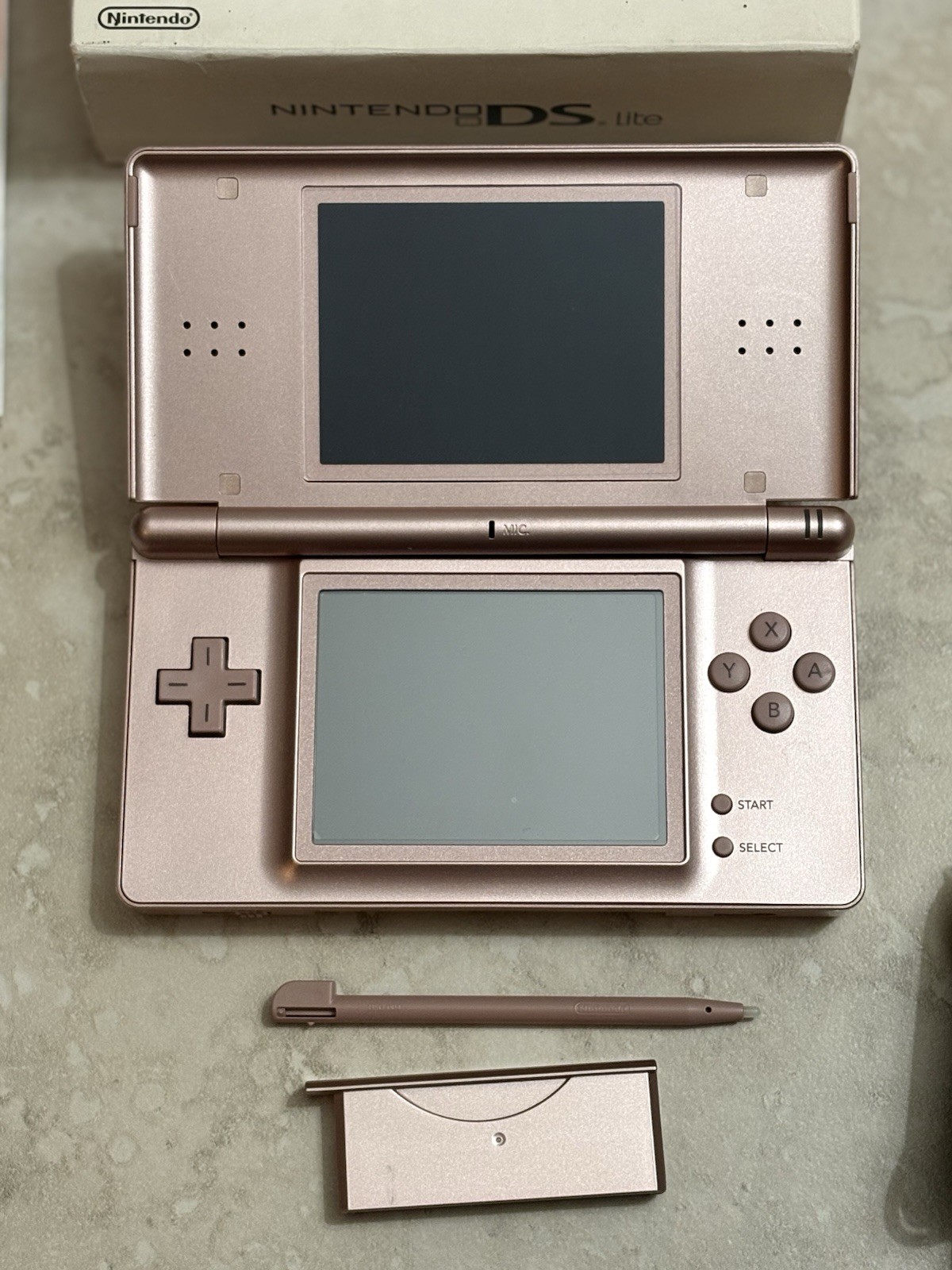 Nintendo DS Lite Metallic Rose With Charger And Stylus Complete In Box Mint