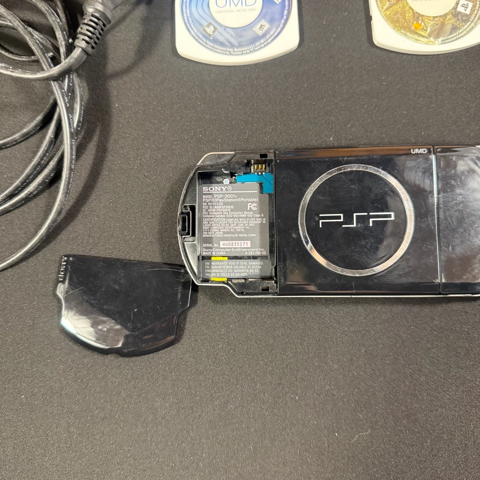Sony PSP-3001 Console Bundle with Charger, Case, and 2 Games UNTESTED Needs batt