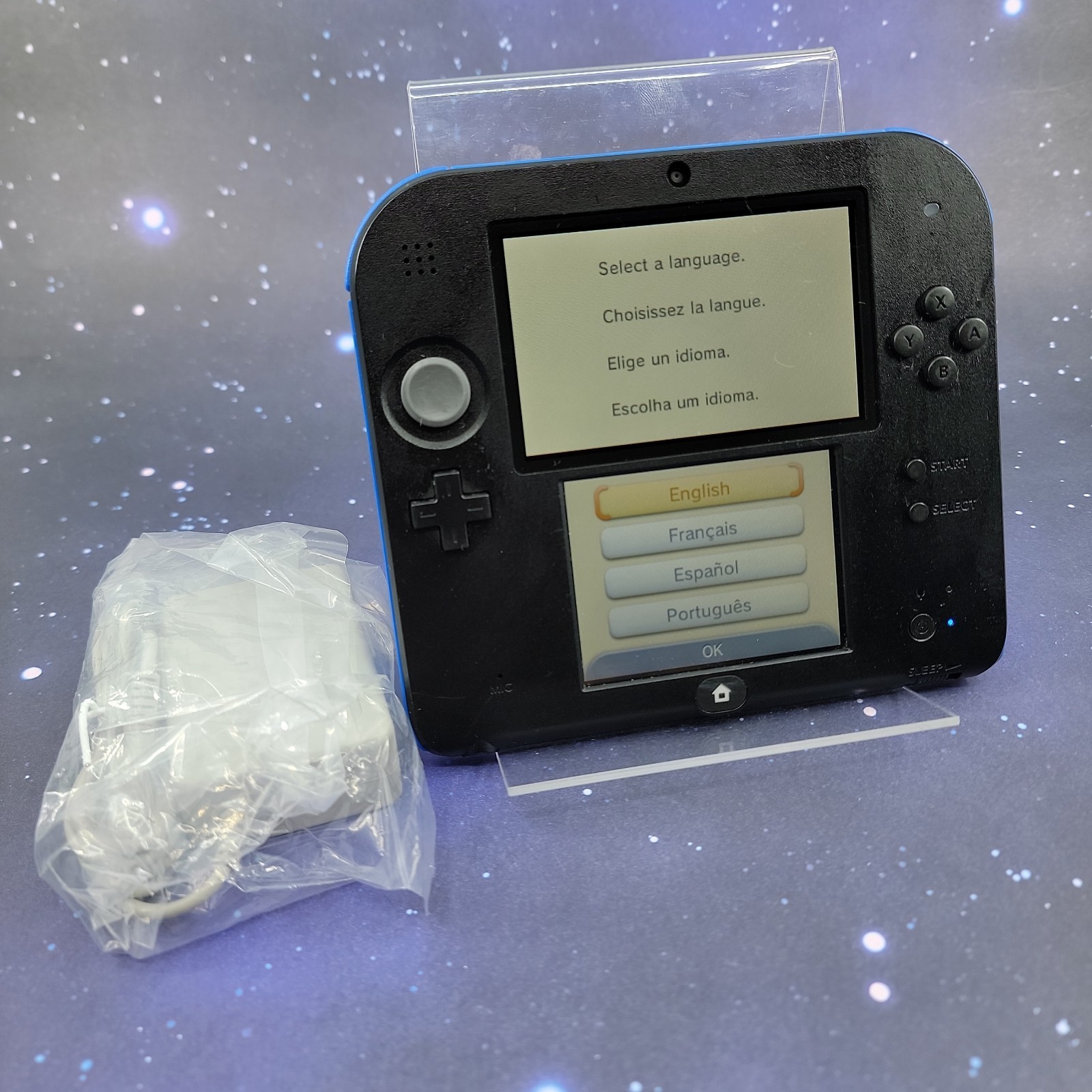 Nintendo 2DS Console Blue Black W/ Stylus & Power Cord Tested Working NTSC-U