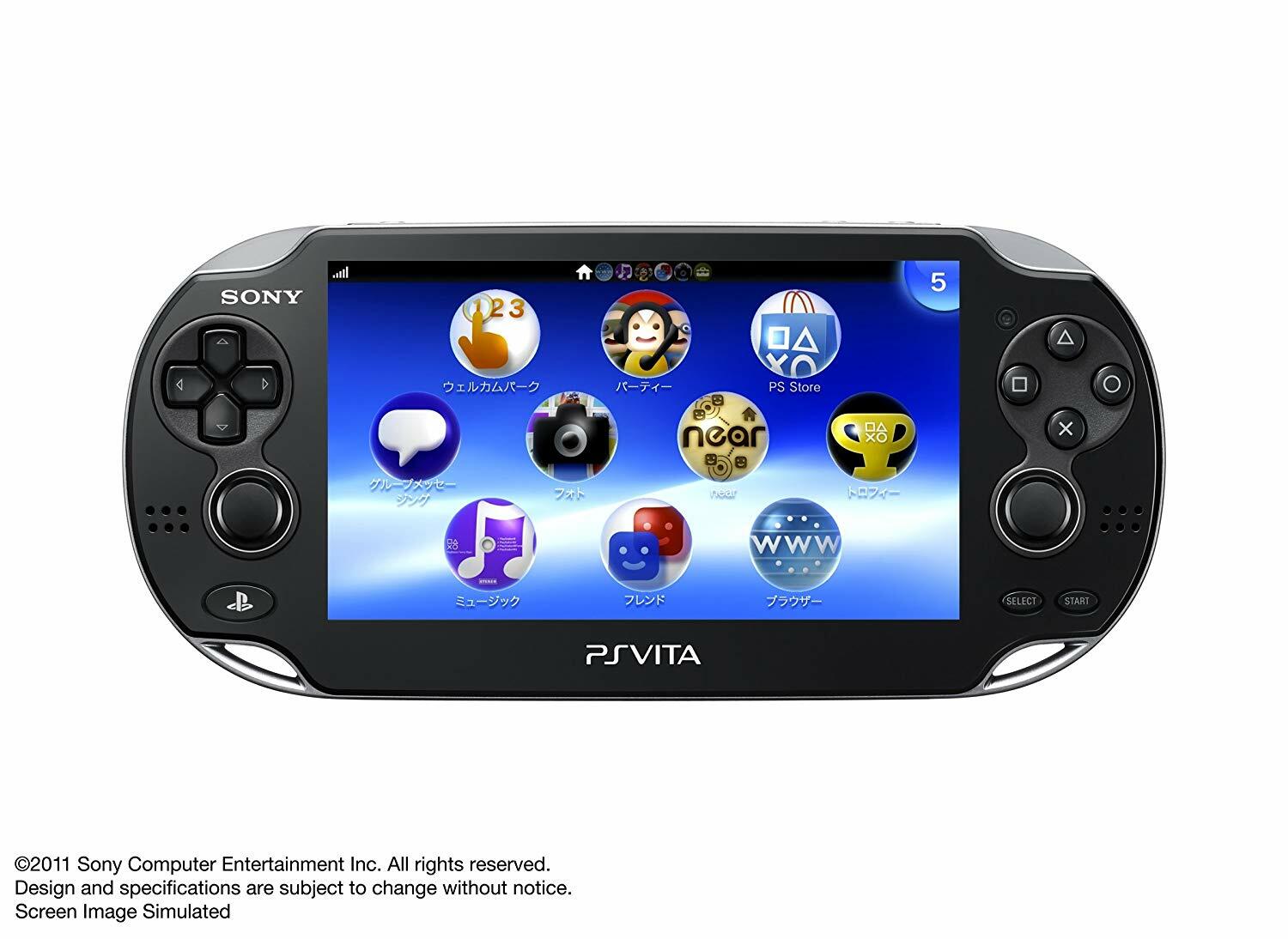 USED PS Playstation vita 3G/Wi‐Fi model CRISTAL BLACK PCH-1100 AA01 only console