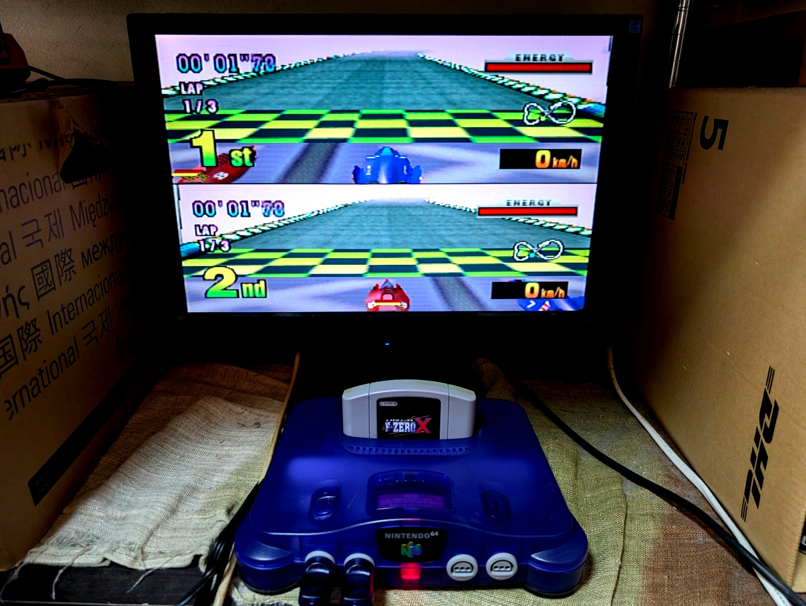 Nintendo 64 Region Free Console Midnight Blue 2controllers Mario Party japan
