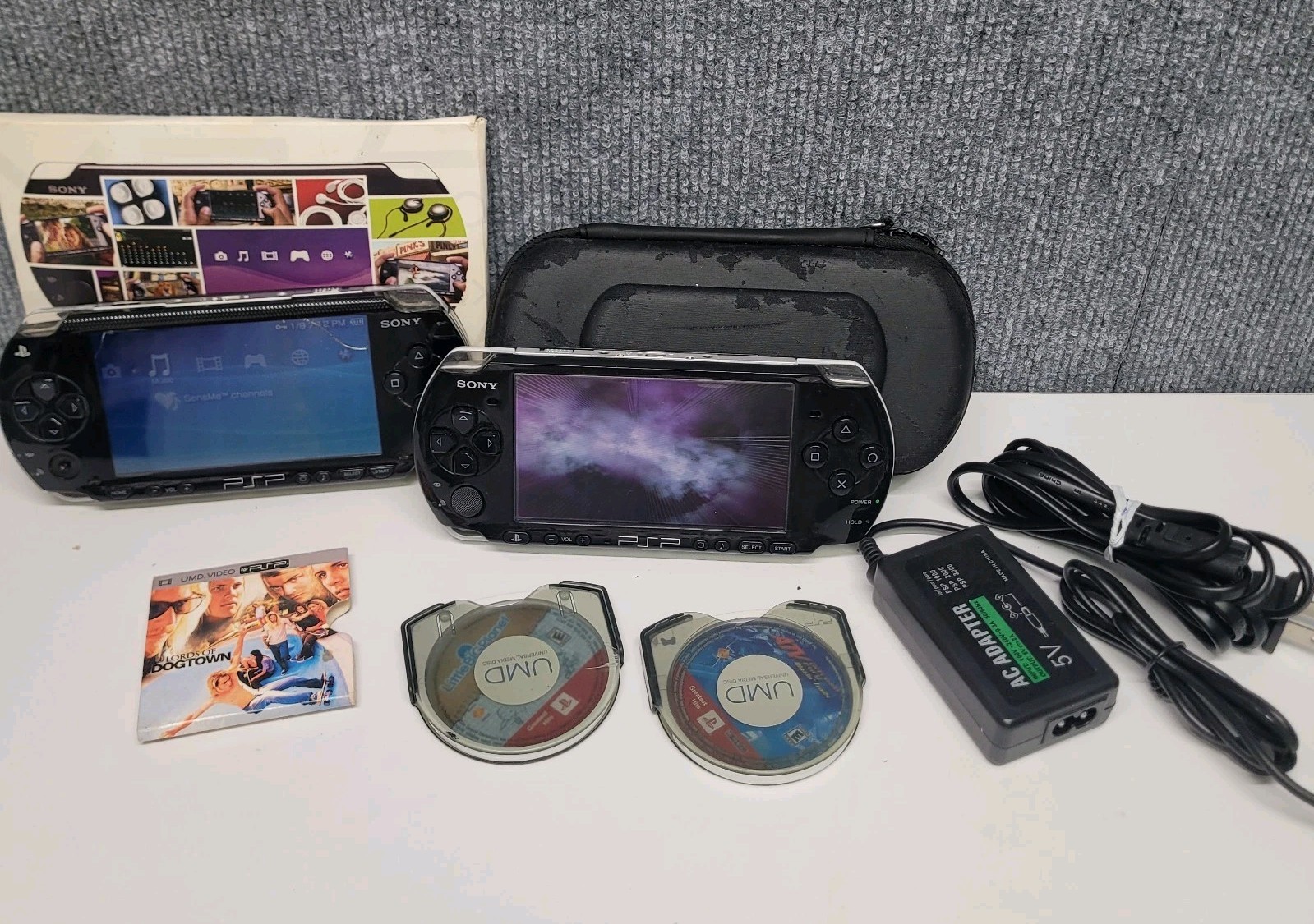 Sony PSP-3001 & PSP-1001 System Bundle W/ Storage, Game, DVD and Charger Read!