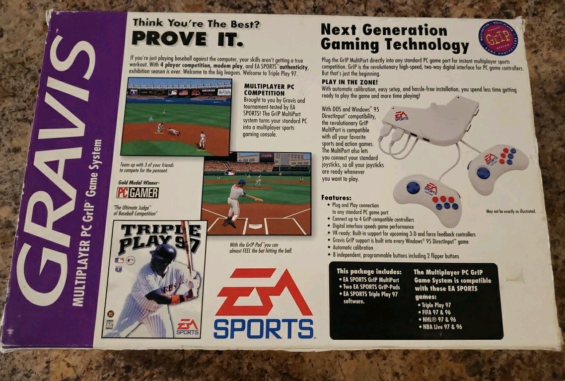 GRAVIS MULTIPLAYER PC GrIP GAME SYSTEM – EA SPORTS PAD MS-DOS PC 1996 NO GAME.