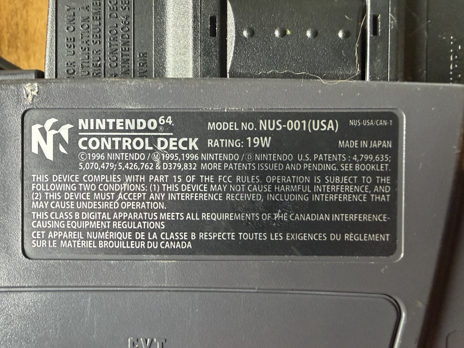 Nintendo 64 Original Console Control Deck With Power Supply & Jumper Pak – Works