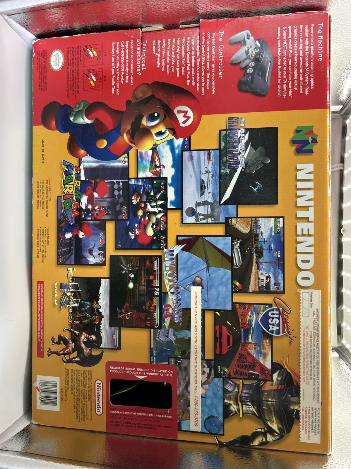 Nintendo 64 Console Bundle With Original Cords And Box And A Mad Cats Controller
