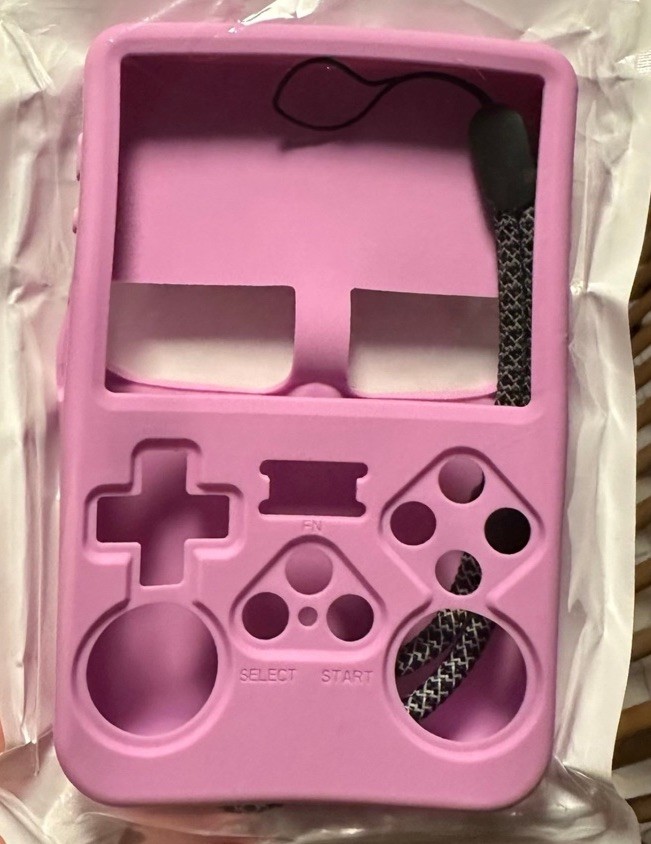 R36S Retro Handheld Game Console 128GB Purple Transparent Preloaded w/Case+Glass