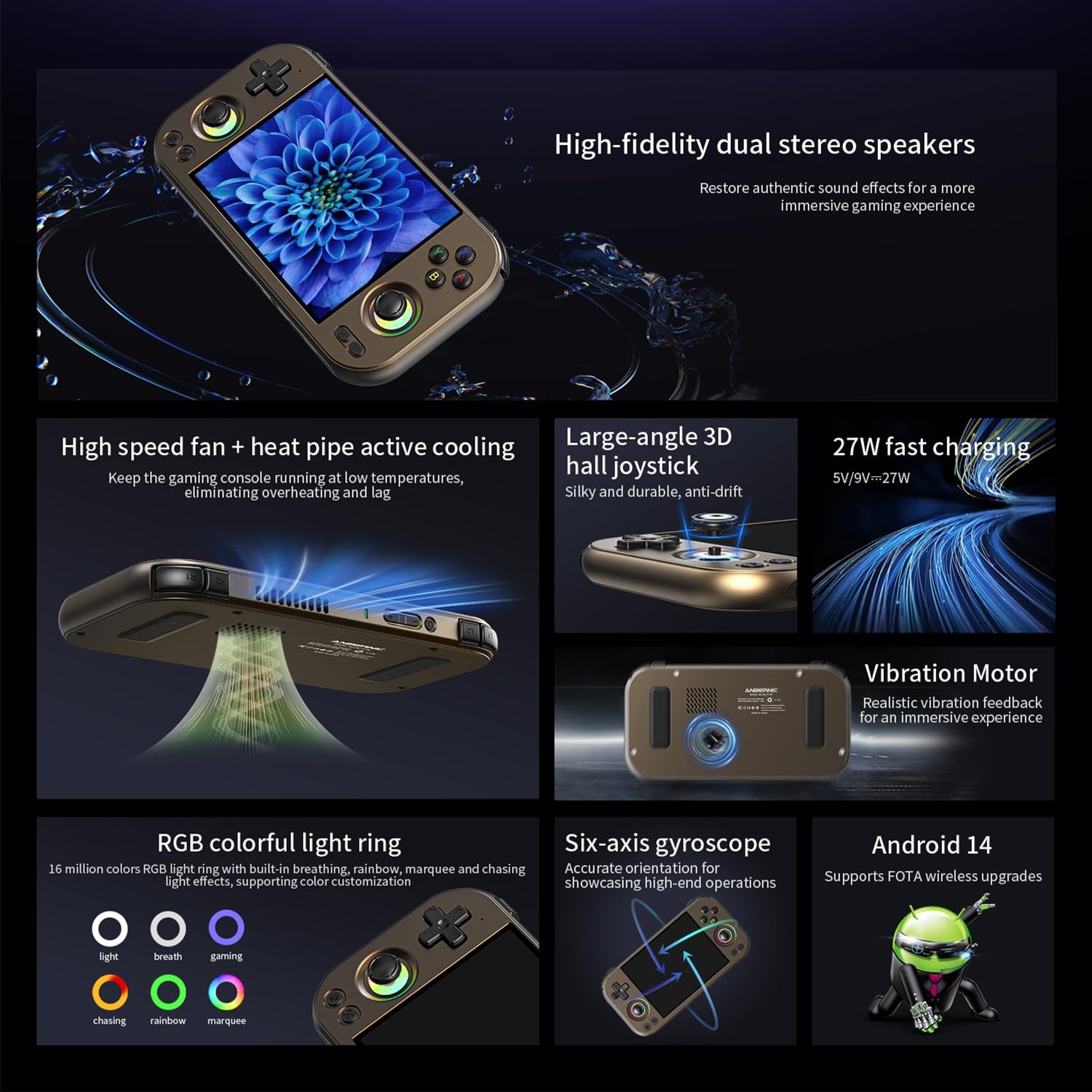 Anbernic RG477M Retro Handheld Game Console , Aluminum Alloy CNC Android 14 S…