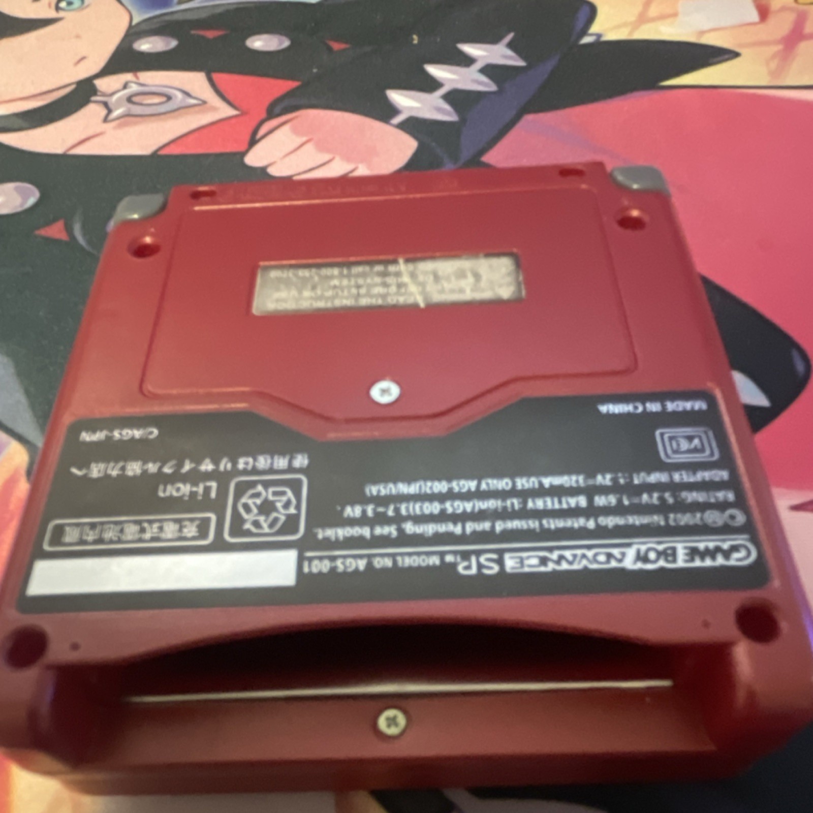 Nintendo Game Boy Advance SP Red AGS-001 Rechargeable Battery Headphone Jack