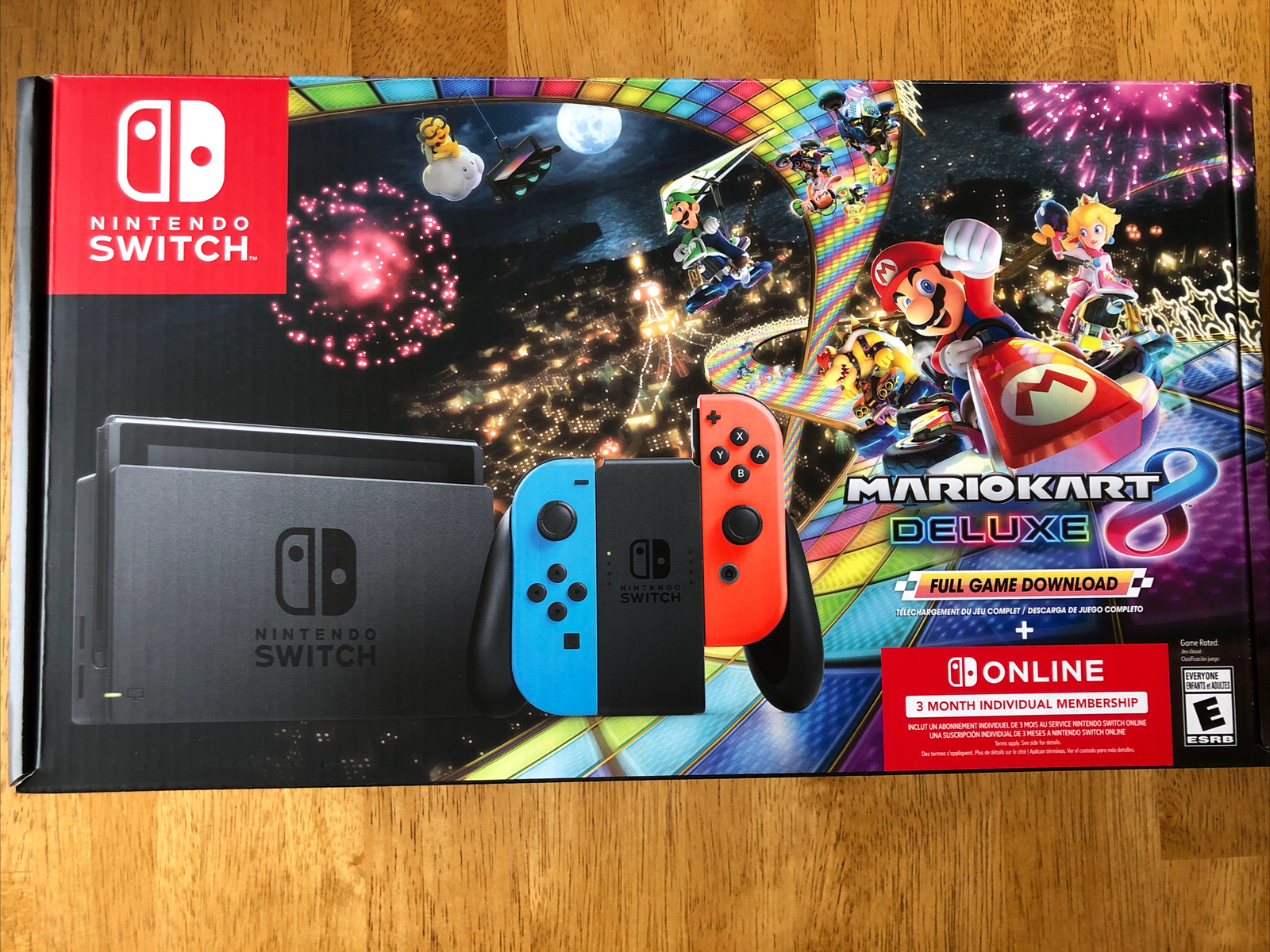 Nintendo Switch Mario Kart 8 Deluxe Bundle Red/Blue 32gb + 3 Months – ship now