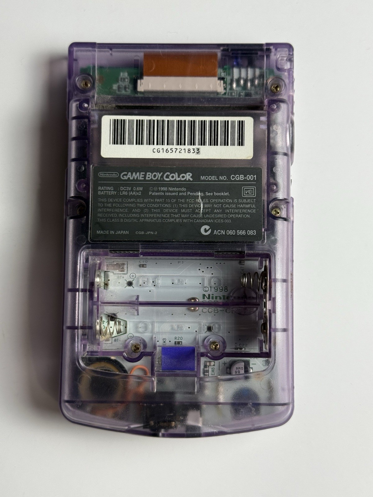 Nintendo Game Boy Color – Atomic Purple No Battery Cover Tested And Working