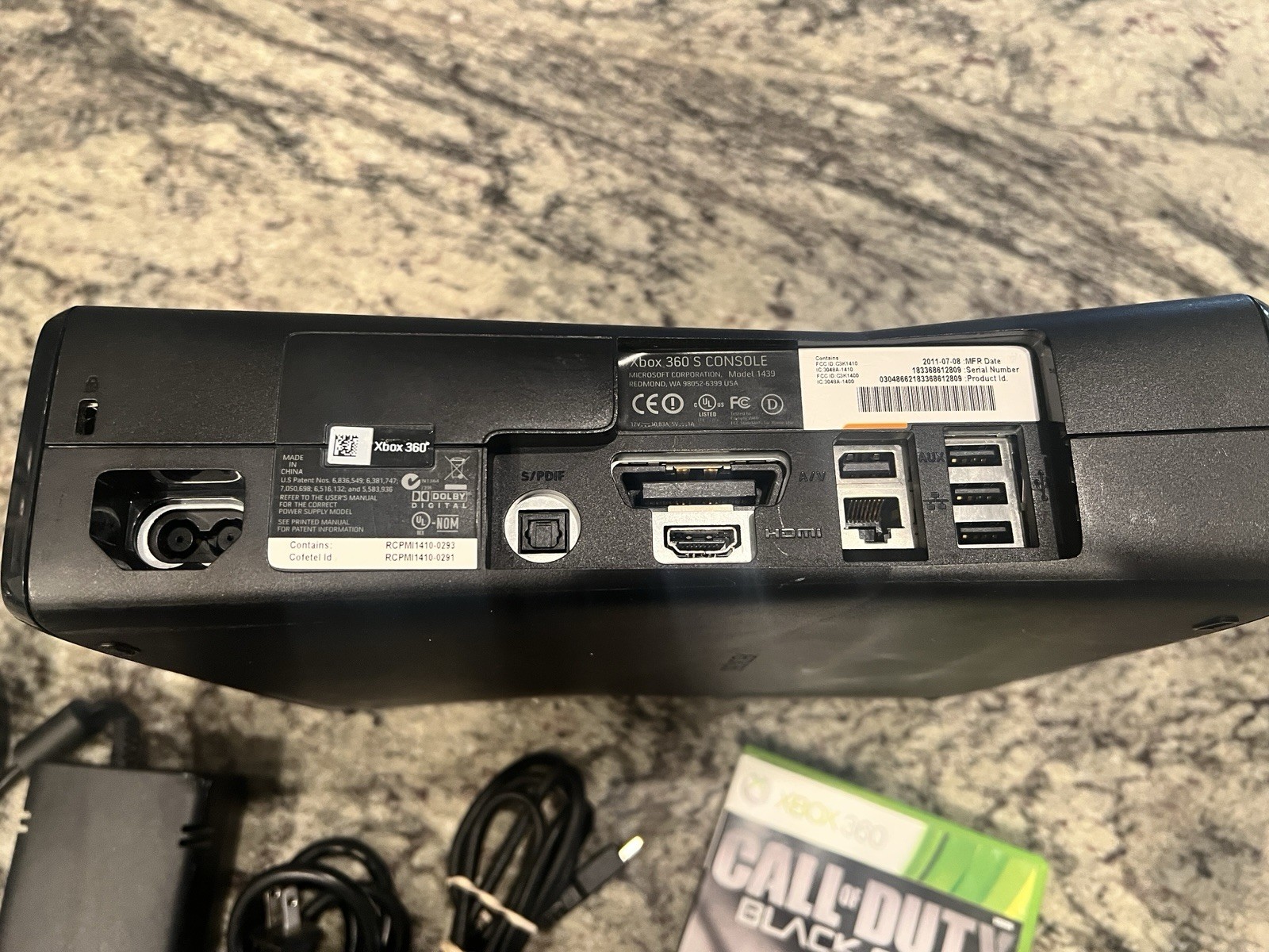 Xbox 360 S Model 1439 Matte Black Console Bundle:Controller,Cables,Game