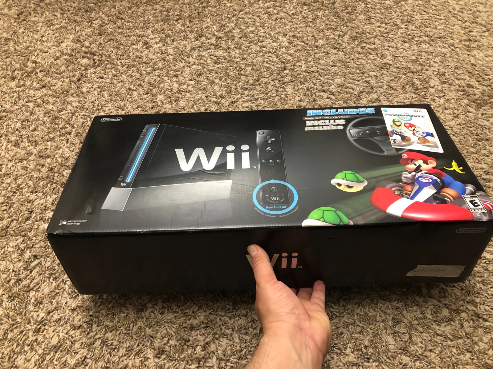Nintendo Original Wii Mario Kart Bundle Black Console With Wii Wheel Sealed game