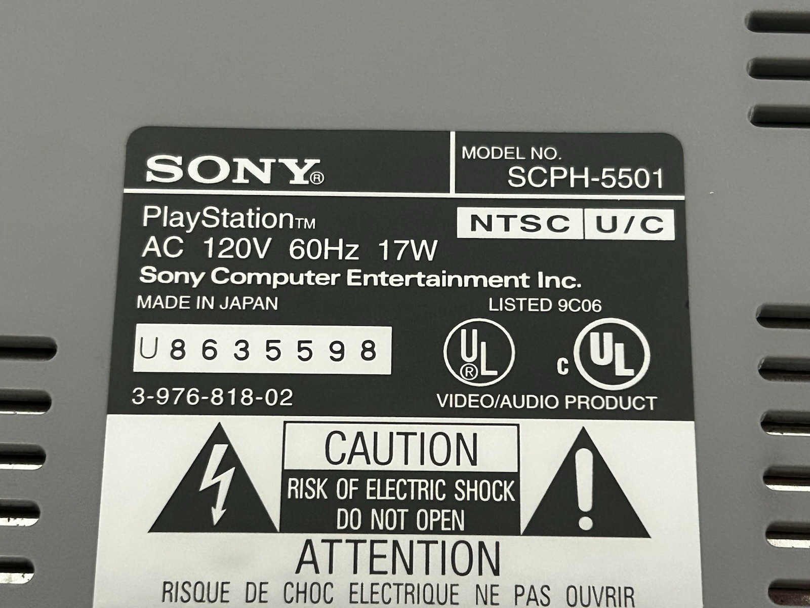 PlayStation 1 Gray Console (SCPH-5501) – CONSOLE ONLY