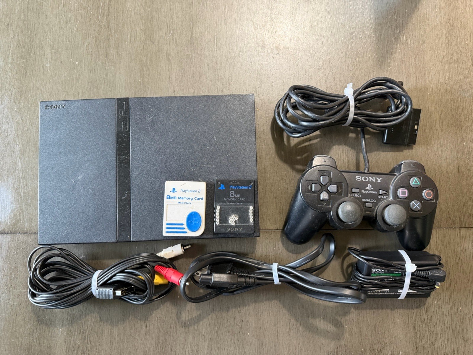 Sony PlayStation 2 Slim PS2 Console + Cables Bundle And Controller *TESTED*