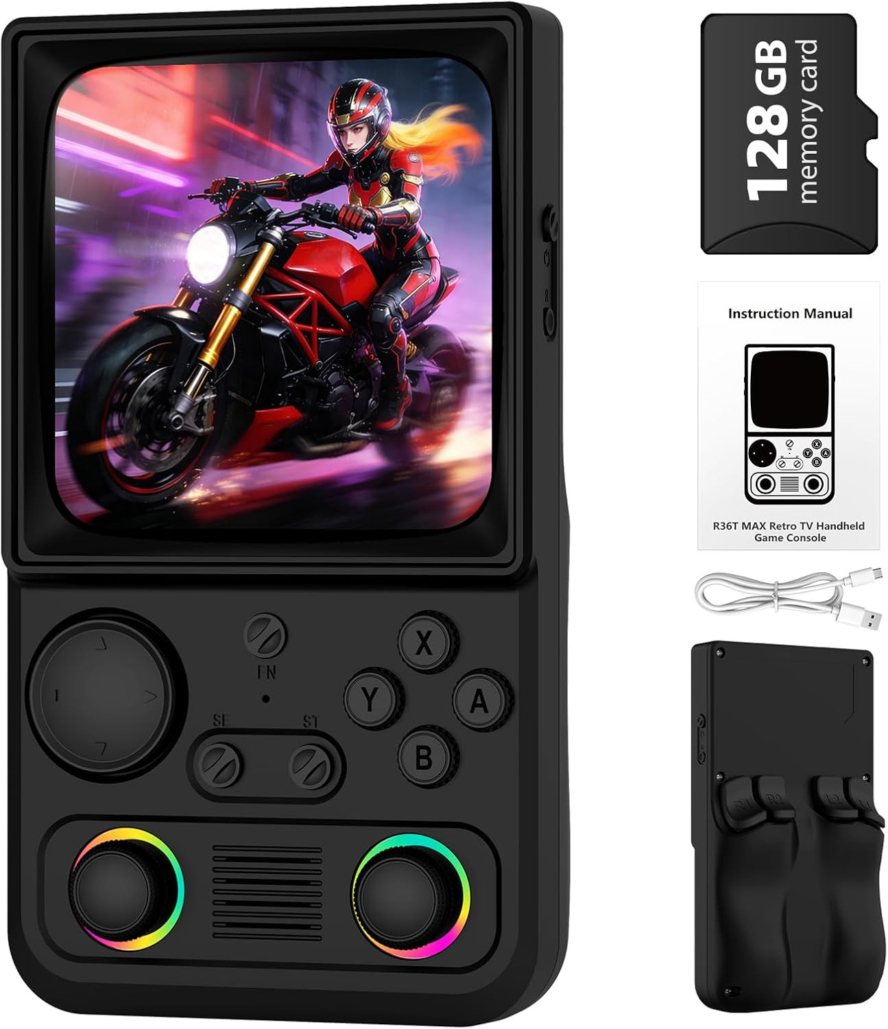 R36TMAX Upgraded Retro Handheld Game Console with 4000Mah Battery, 4.0» IPS Scr