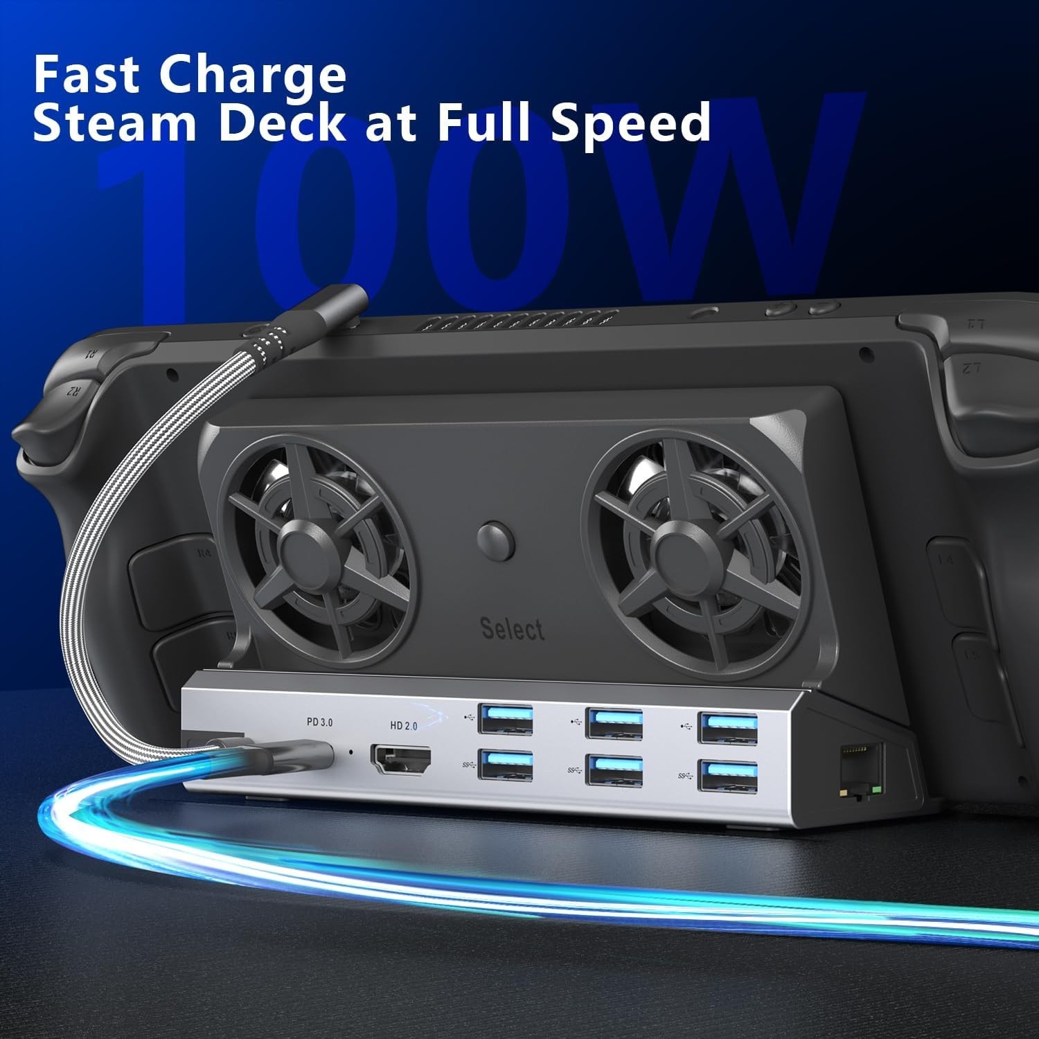 Ultimate 12-in-1 Docking Station with Dual Fans for Steam Deck & Nintendo Switch