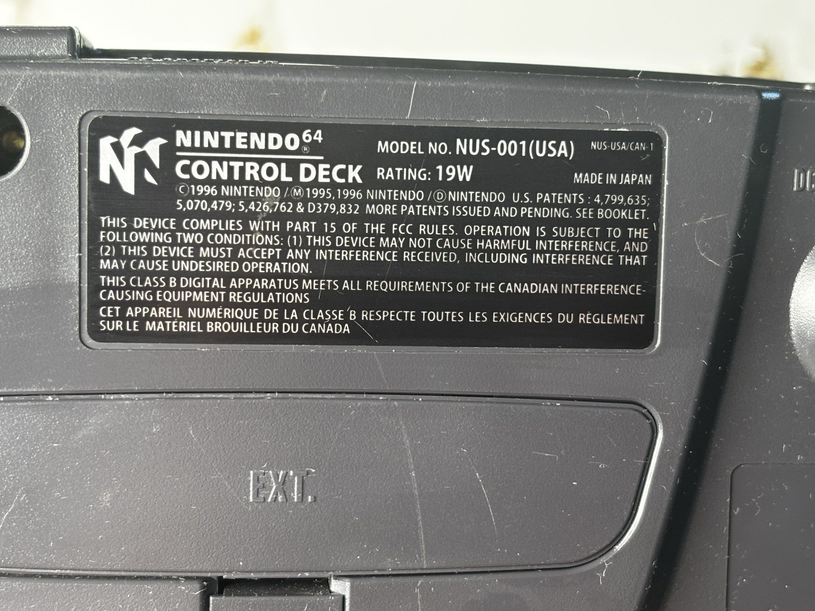 Nintendo 64 N64 Console + OEM Controller Tested Works Needs Port Repair