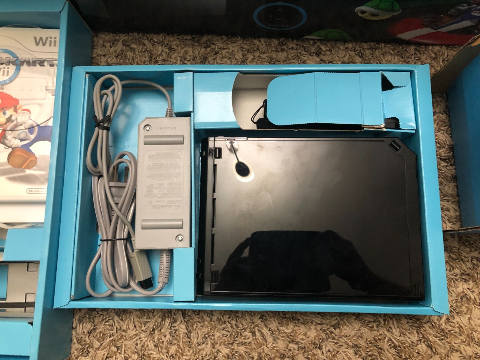 Nintendo Original Wii Mario Kart Bundle Black Console With Wii Wheel Sealed game