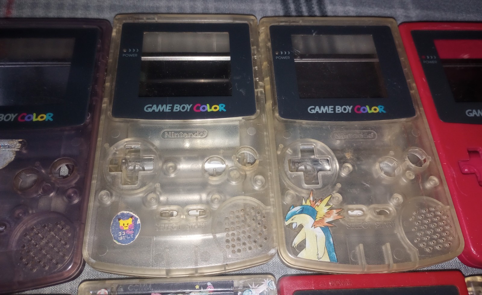 Nintendo Game Boy Color Console Shell Only Clear Lot Of 8. Pokemon Stickers.