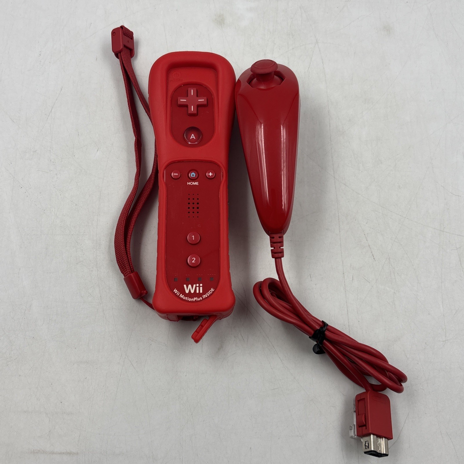 Nintendo Red Wii Mini W/Hookups, 1 Controller, Nunchuck, Sensor & 3 Games Tested