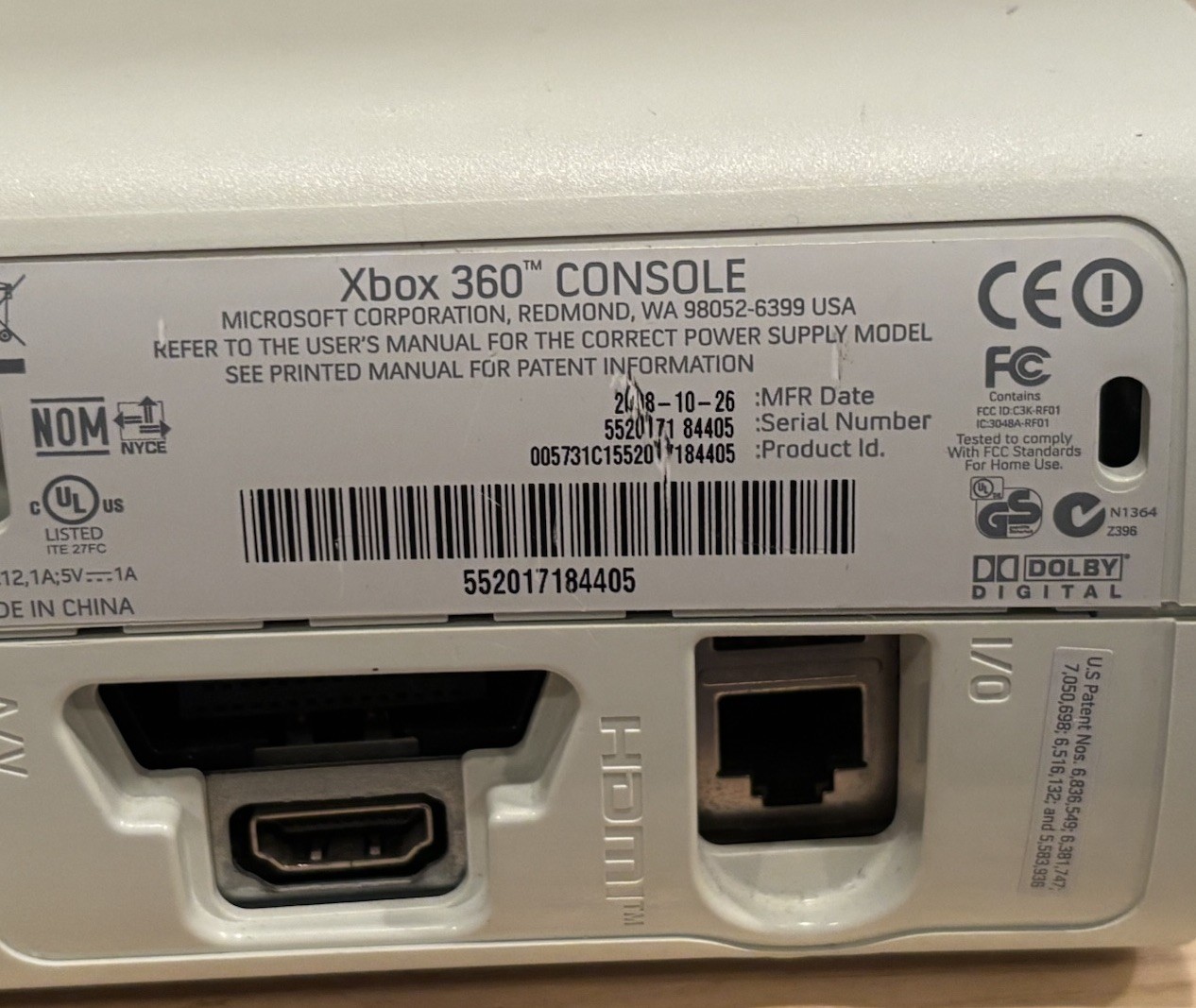 XBOX 360 WHITE CONSOLE ONLY Works + 1 Controller Untested Parts Repair Only