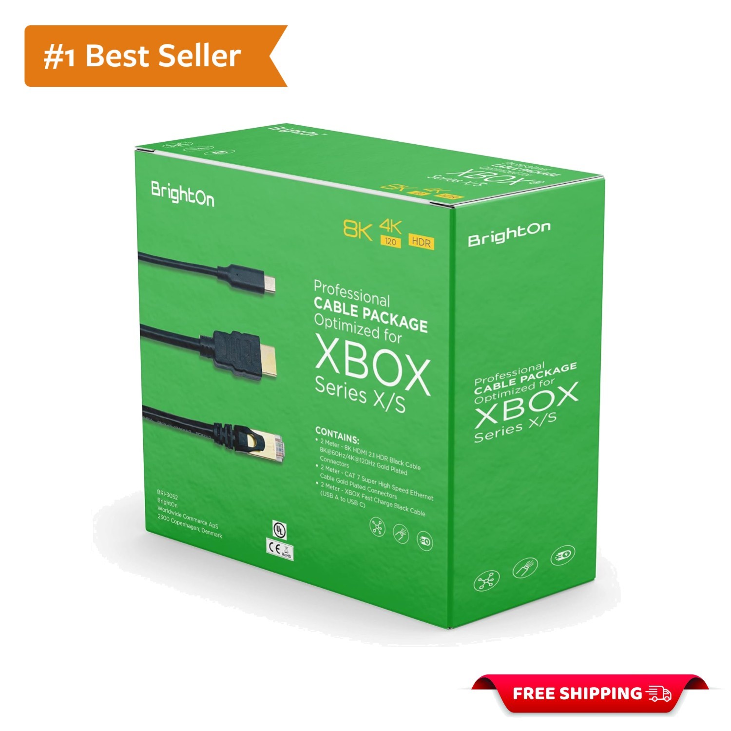 3-Piece Optimized Cable Set for Xbox Series X/S: 8K HDMI, CAT 7 Ethernet, USB-C