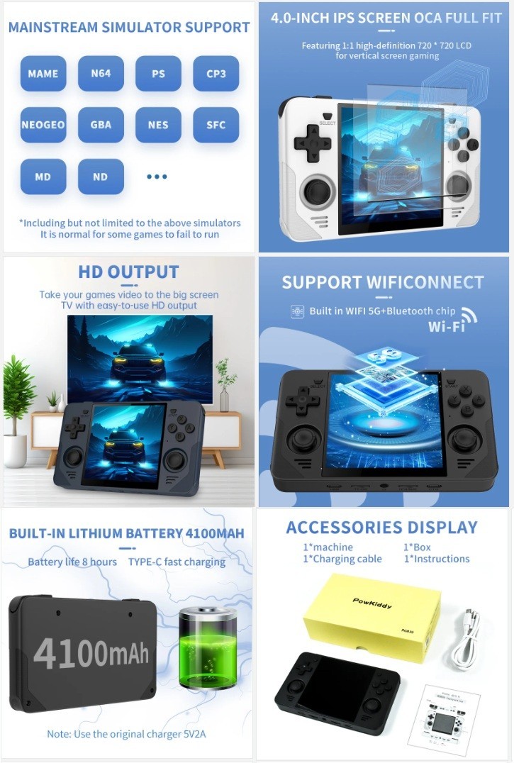 Powkiddy RGB30 Handheld Game Console with you choice of memory card