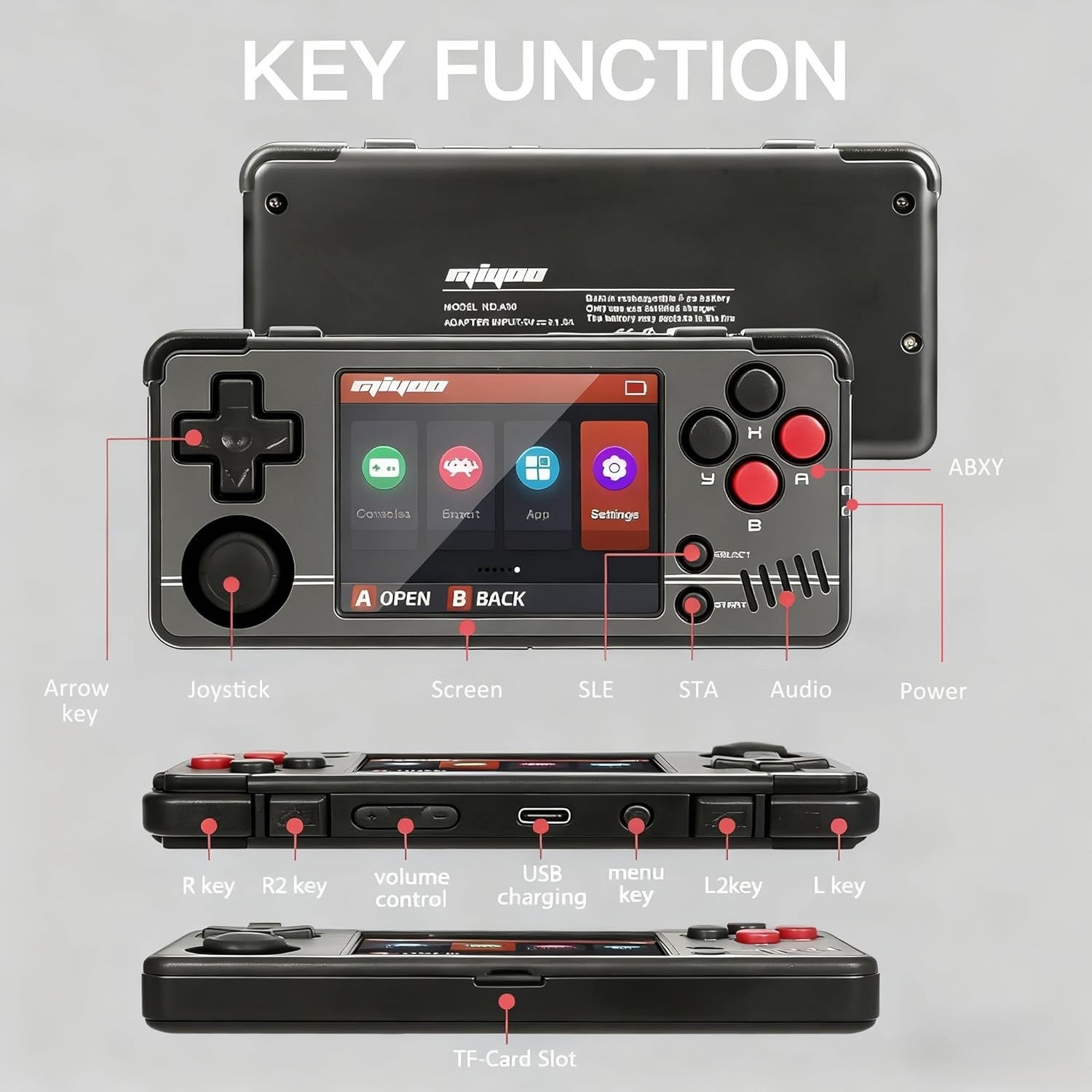 Miyoo A30 Retro Handheld Game Console,Portable Game Emulator w/ Storage Case
