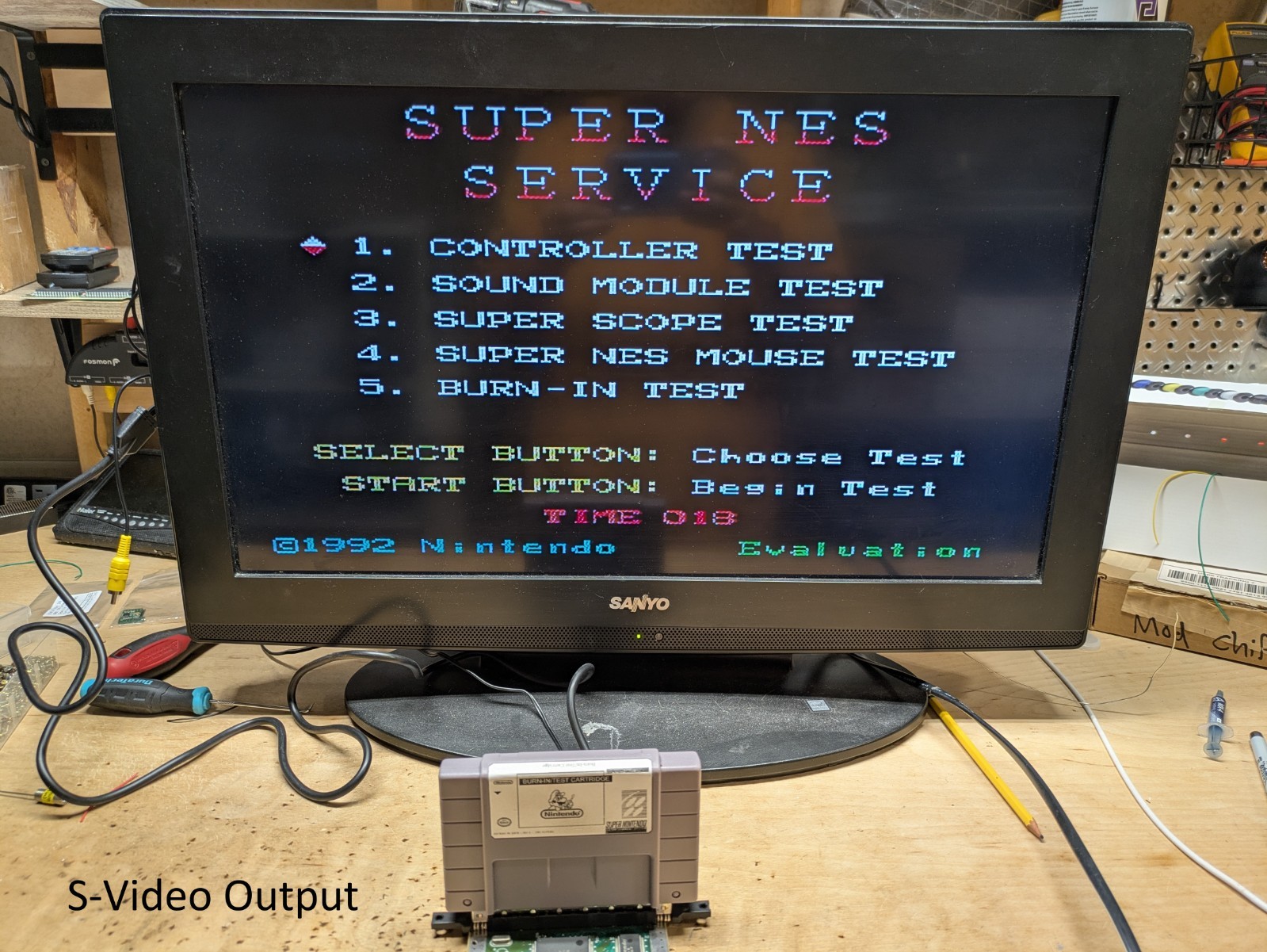 SNES JR – RGB bypass, S-Video, New caps, Regulator, C11 Cap, LED. Great Shape!