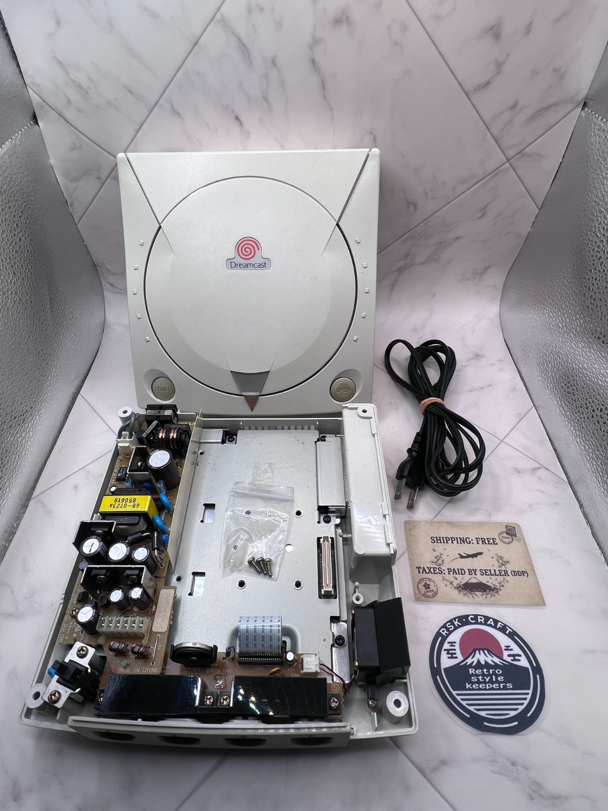 Sega Dreamcast VA1 OEM Case No GD-ROM ODE-Ready Battery Mod Power Socket Fuse