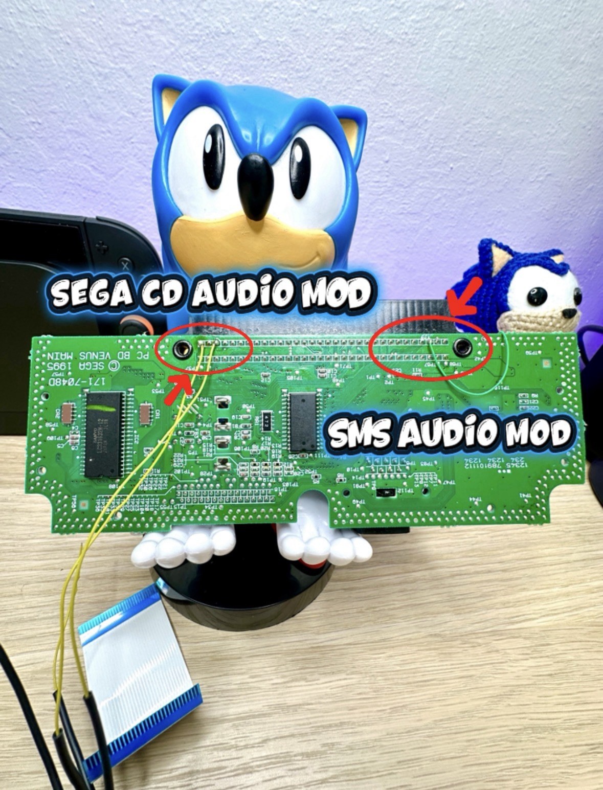 Sega Nomad Motherboard Cartridge Side Working Recapped Sega CD & SMS Audio Mod
