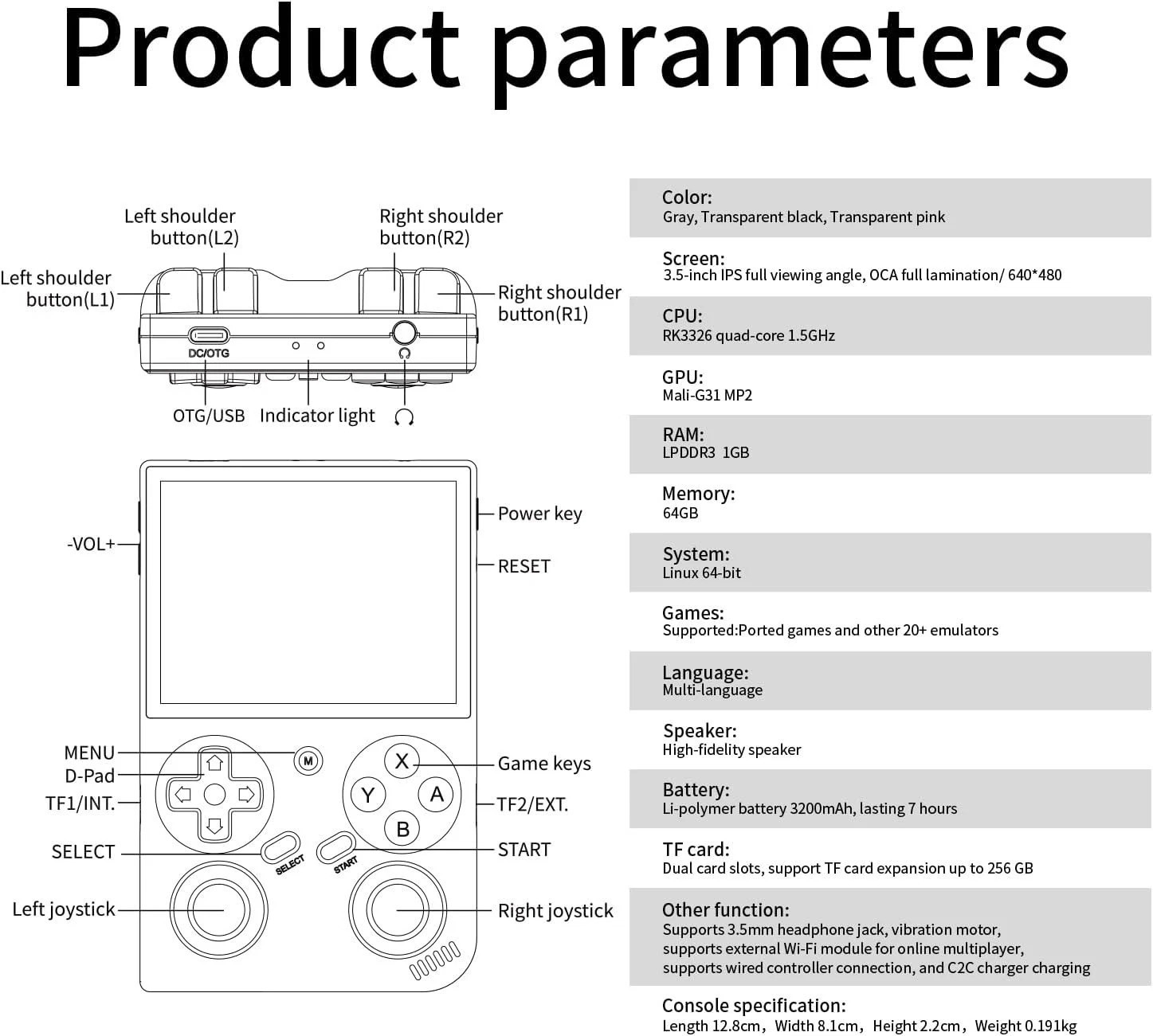 G350 Retro Handheld Game Console , Preload 4371 Games 3.5 Inch IPS Screen 320…