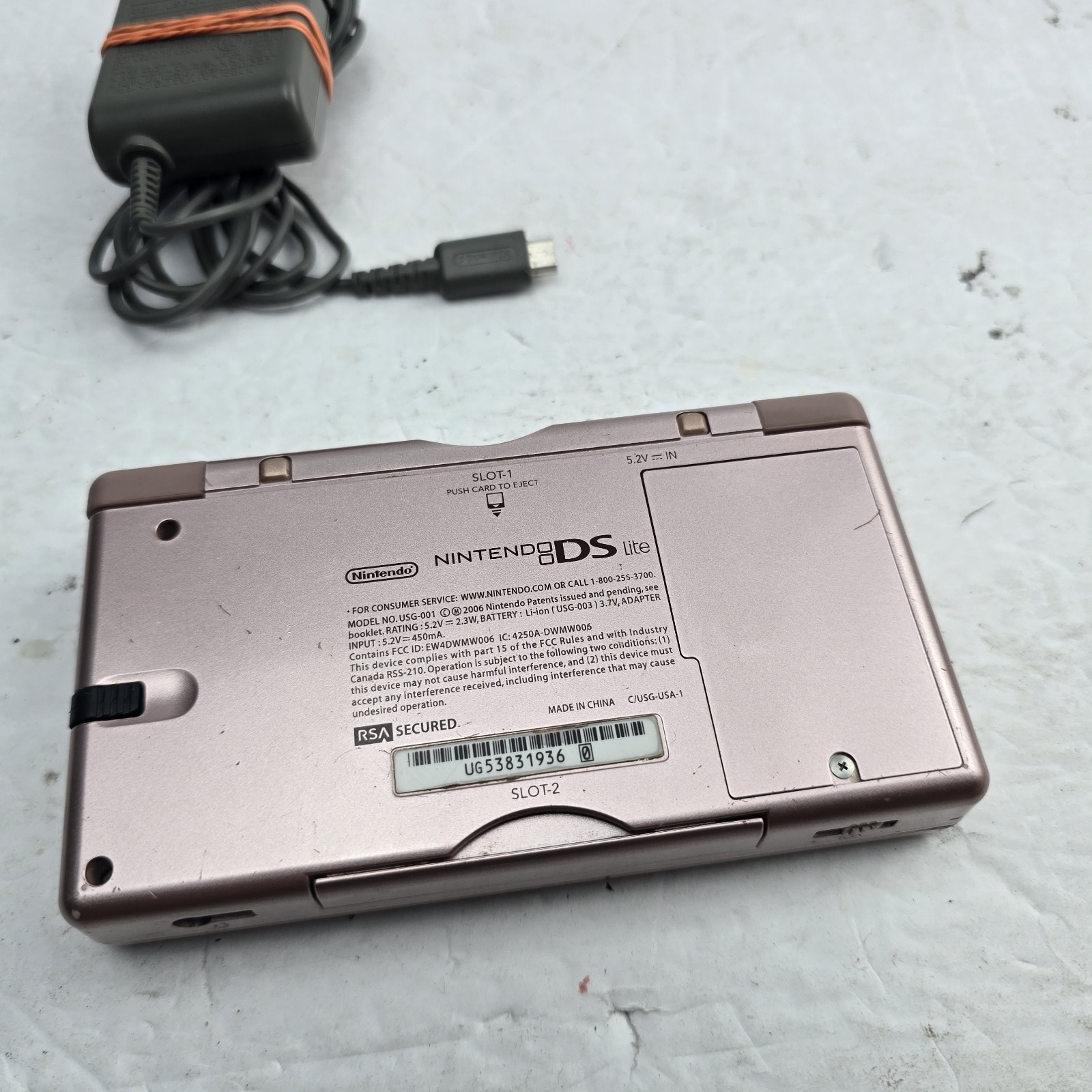 Nintendo DS Lite Metallic Rose Pink Handheld System W/ Charger