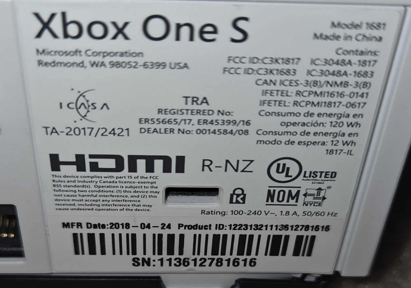 Microsoft Xbox 500GB Game Console With Controller And Li-Ion Batteries
