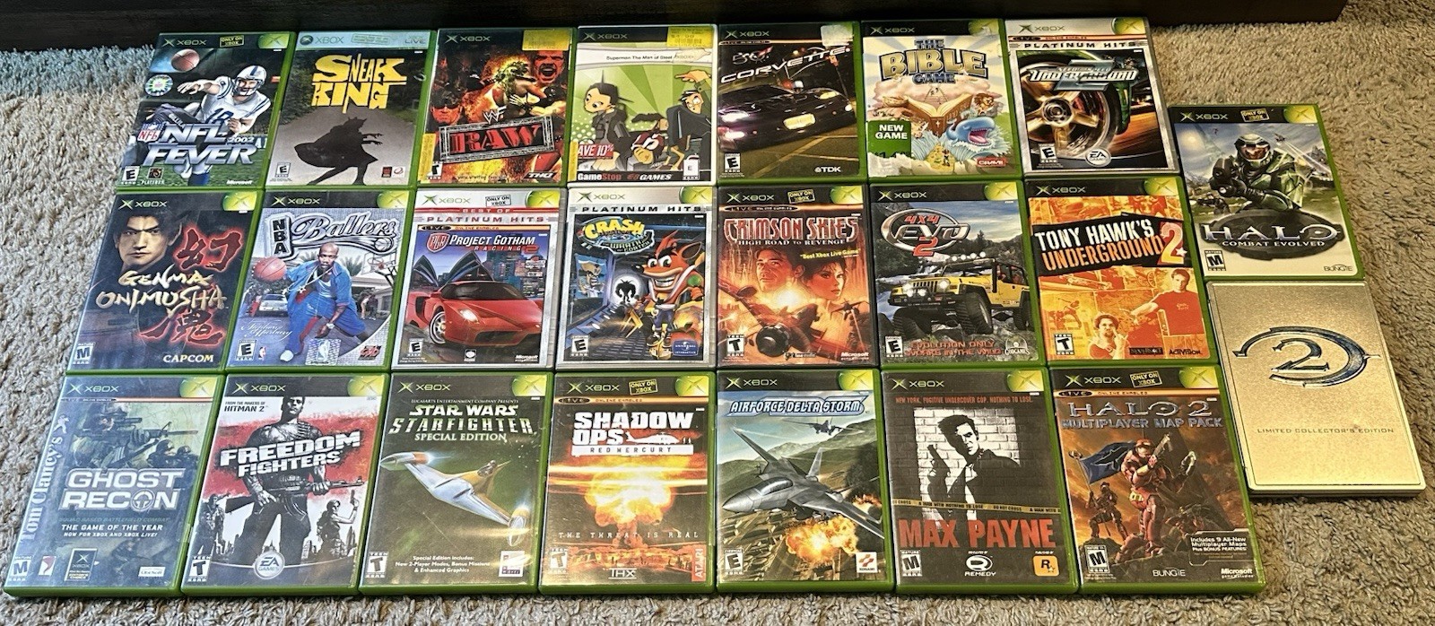 Original Xbox Halo Special Edition Console Bundle With 5 Controllers & 11 Games