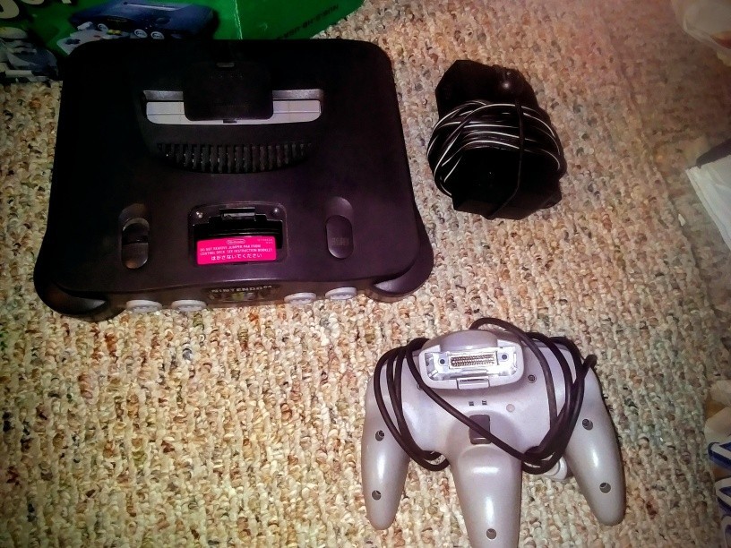 Nintendo 64 Console + Controller w Mario Kart, Box, Styrofoam Vintage N64 System