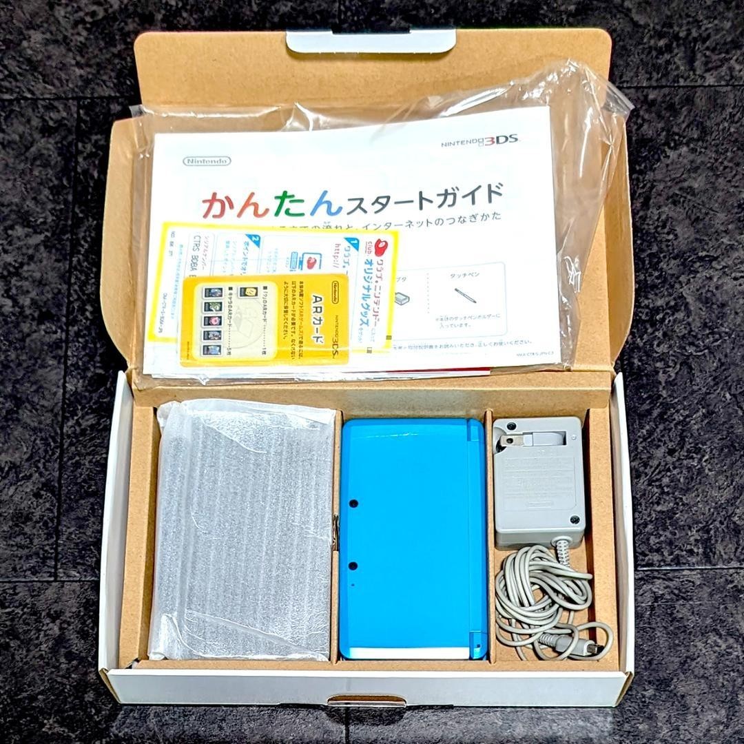 Nintendo 3DS Light Blue Console Box Charger Stylus Tested Japan Ver NTSC-J