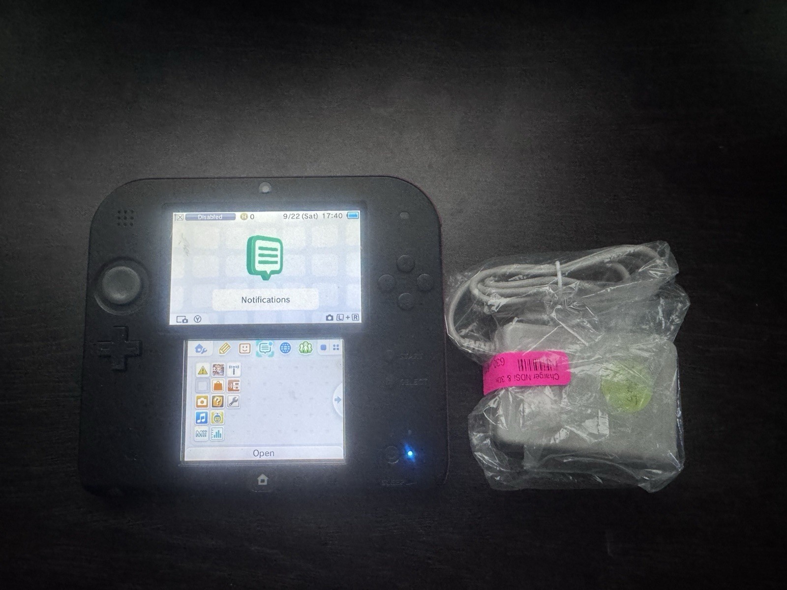 Nintendo 2DS FTR-001 – Black/Red – w/ Charger & Stylus (Minor Scratch)