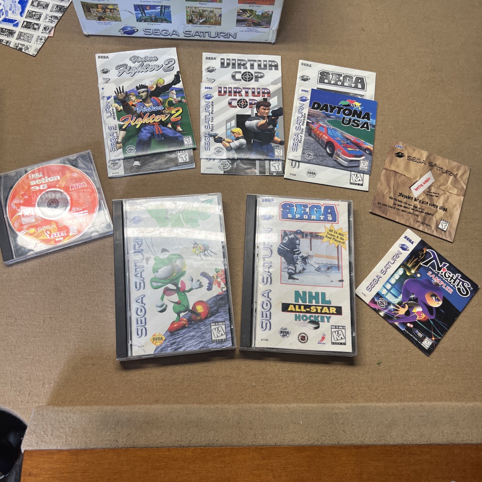 Sega Saturn Complete Bundle — CIB Console, 8 Games, Original Box Vintage 90s