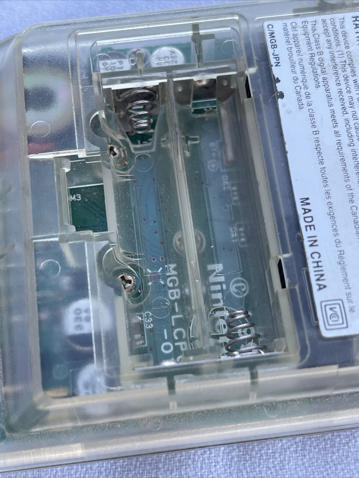 Nintendo Game Boy Color CGB-001 – Clear Skeleton – 100% Original- Tested Works
