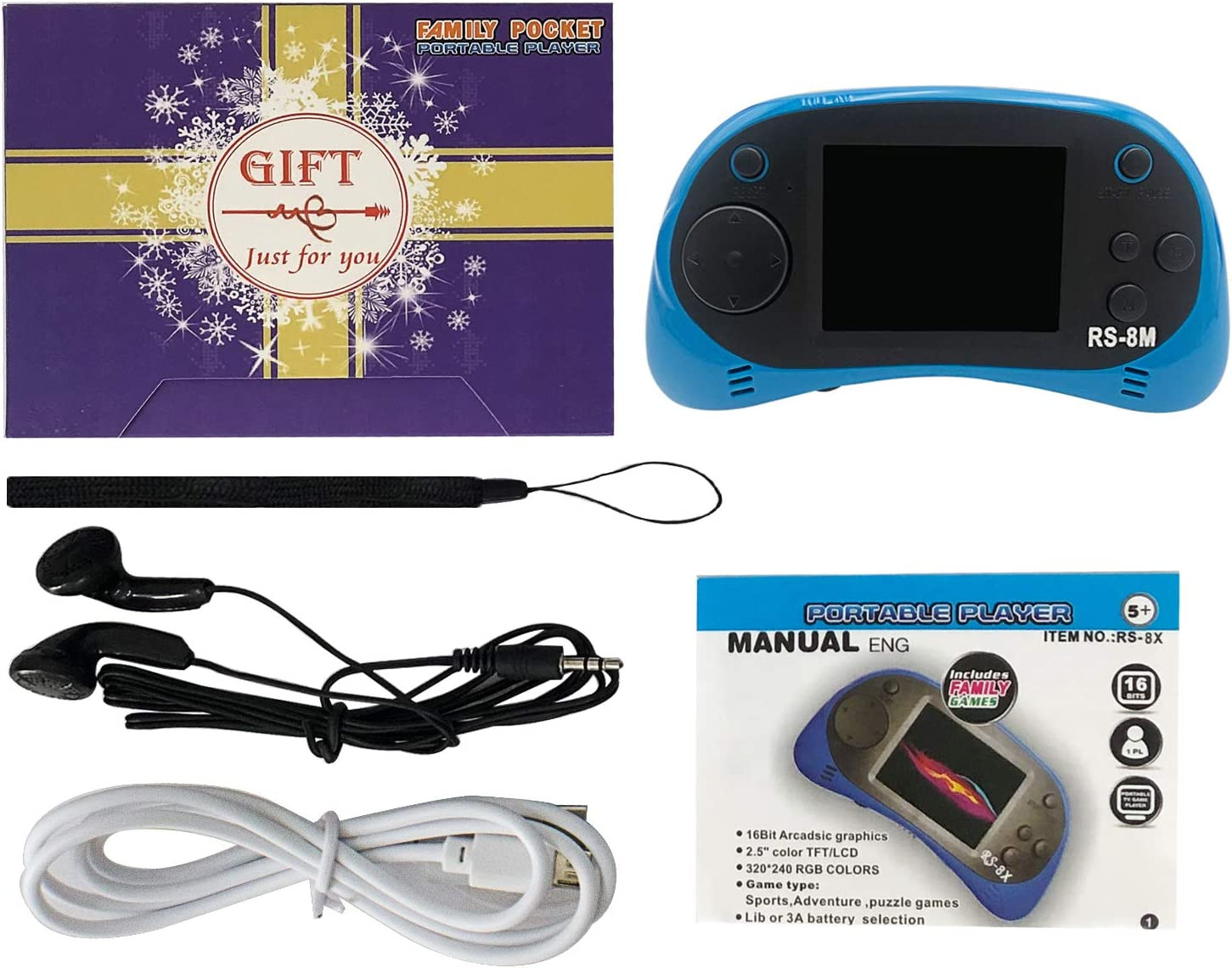 Kids Handheld Portable Video Game Player with 200 Games – 16 Bit 2.5 Inch Screen