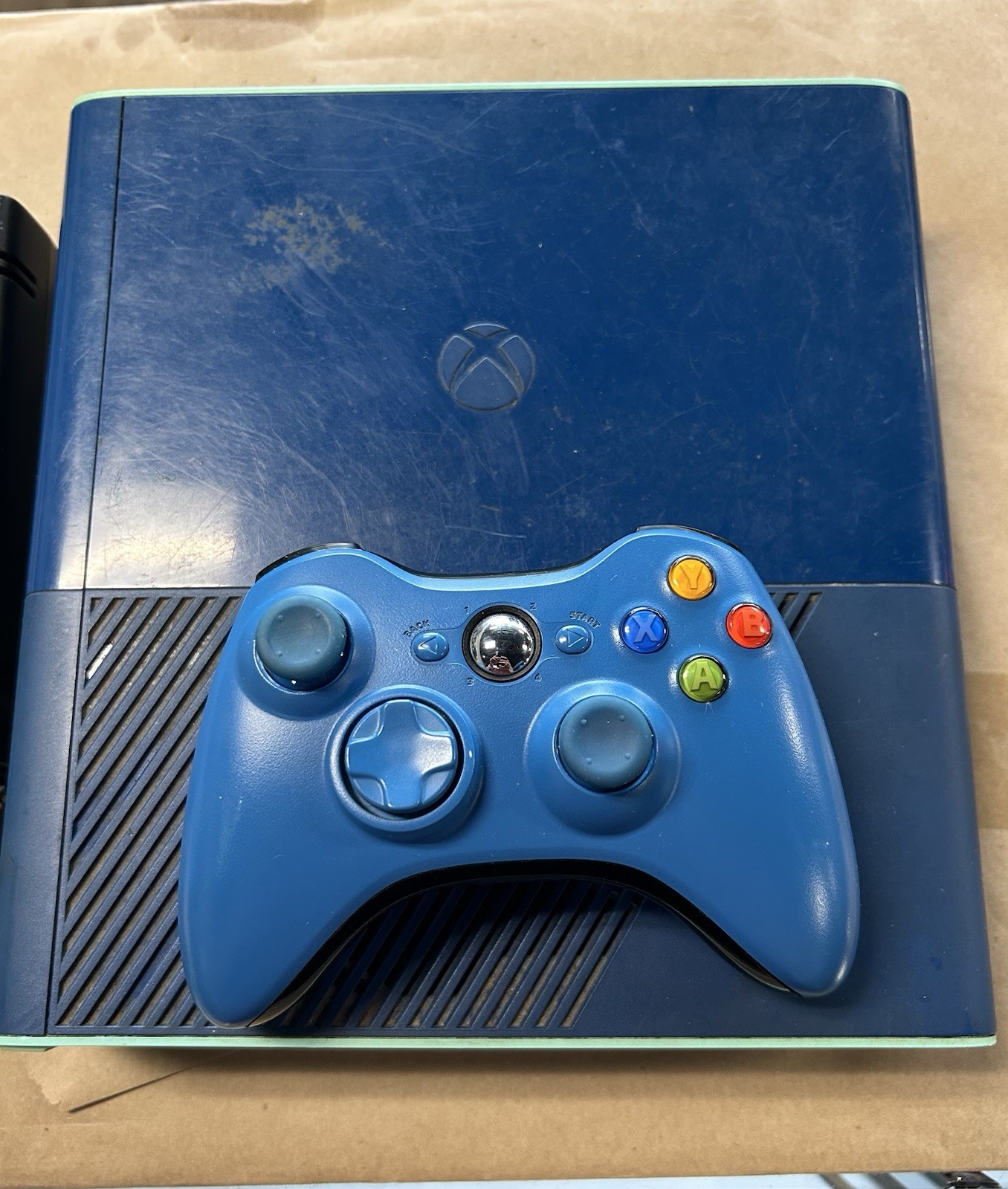 Xbox 360 E Blue & Green Special Edition Console Model 1538 250GB Tested