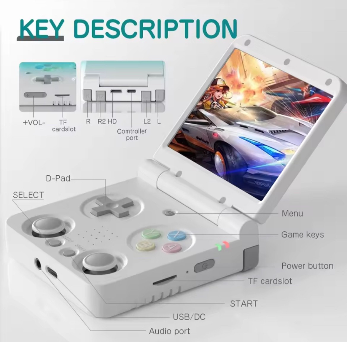 MIYOO Flip V2 Handheld Game Players 3.5»IPS Screen Linux System Onion OS Video
