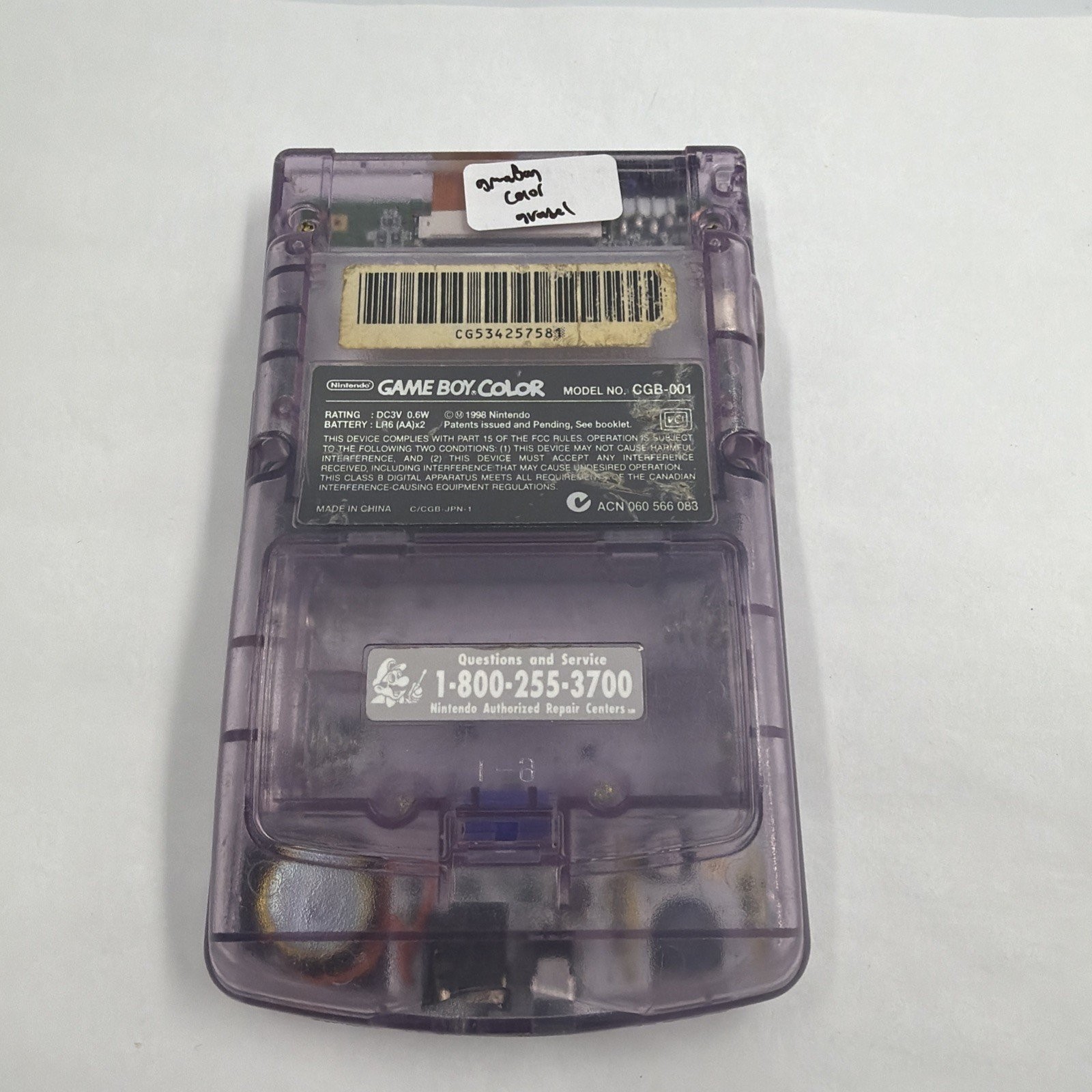 Nintendo Gameboy Color CGB001 Atomic Purple Handheld Console (console Only)