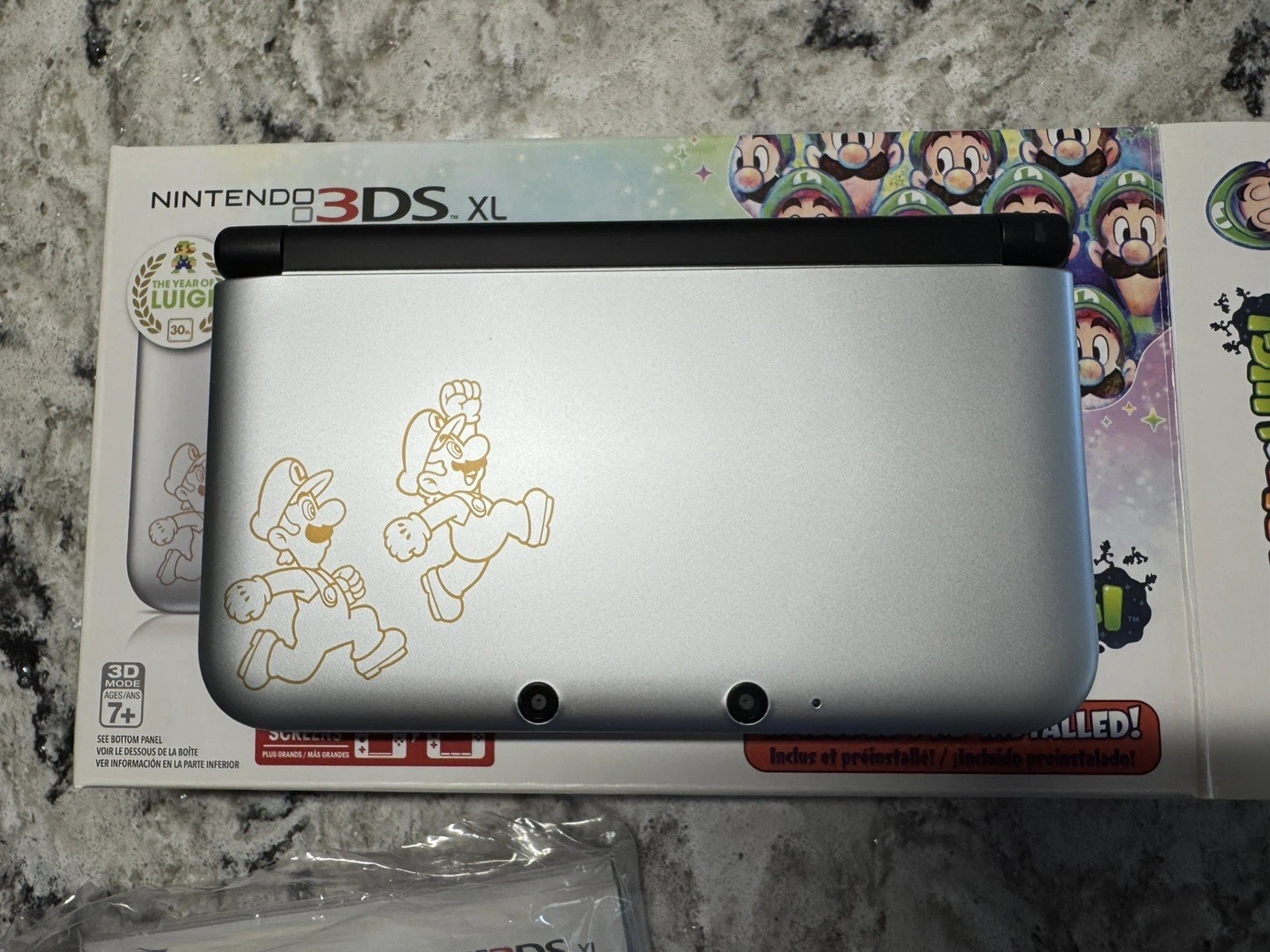 Nintendo 3DS XL Mario & Luigi Dream Team Silver Edition Original Box US Complete