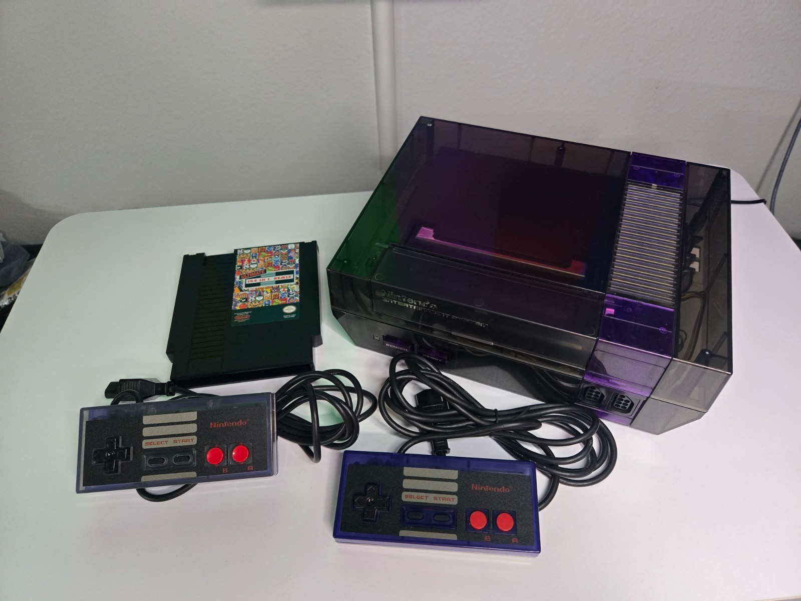 Clear Black / Purple Nintendo Entertainment System NES Console Games Bundle