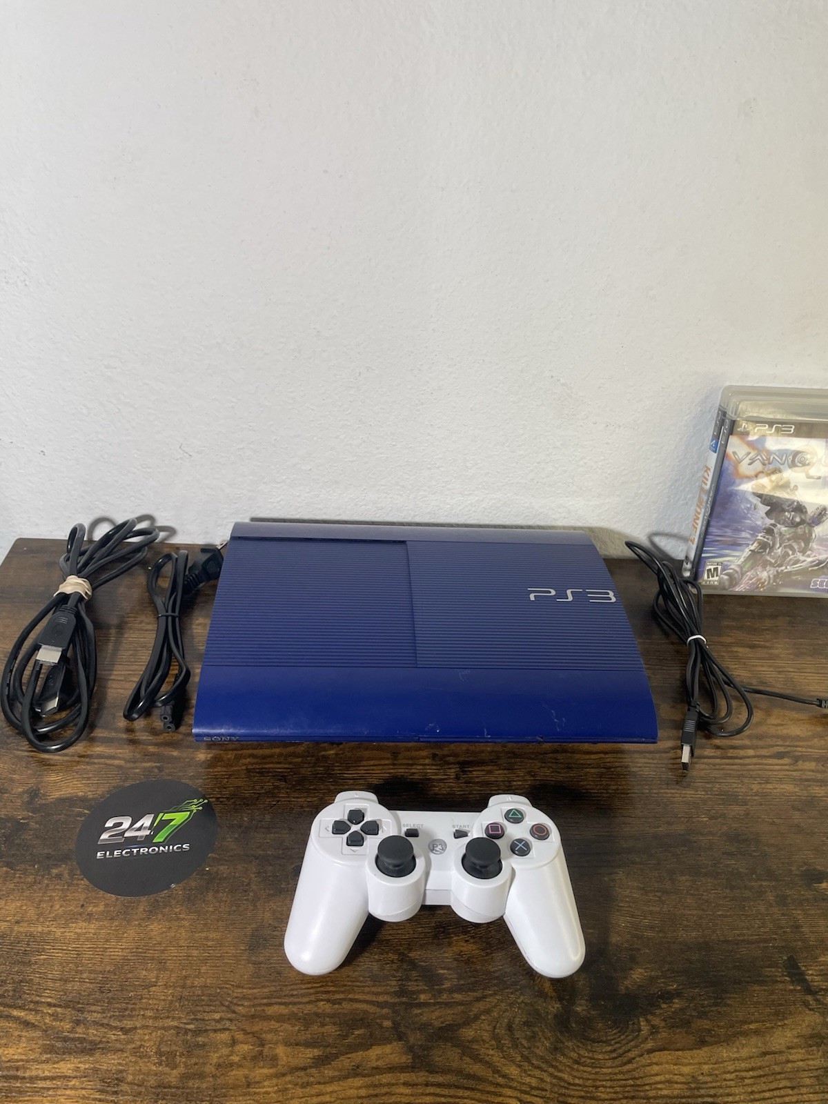 Sony PlayStation 3 PS3 Super Slim 250GB Blue CECH-4201B Bundle Controller TESTED