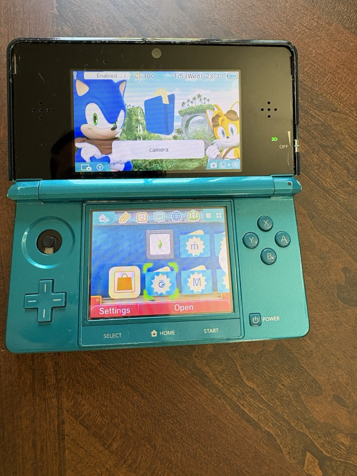 Nintendo 3DS Aqua Blue Handheld Console System CTR-001 Tested Heavy Wear/Scratch