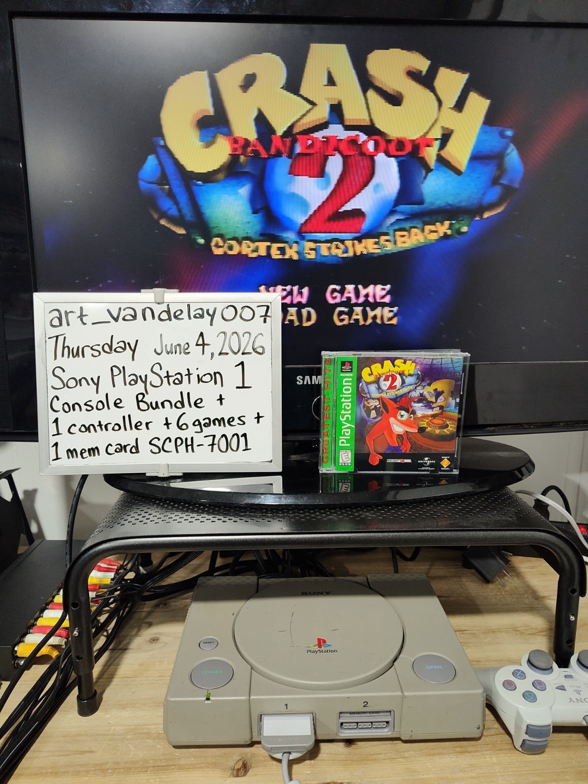 Sony PlayStation 1 Bundle SCPH-7001 + 1 Controller + 6 Games + Mem Card* Tested!